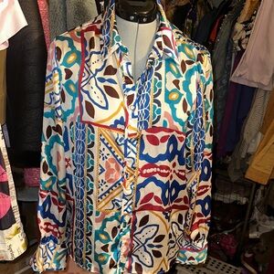 Zara Multicolor Geometric Button-Up Shirt